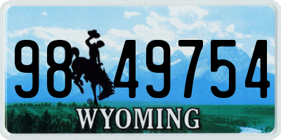 WY license plate 9849754