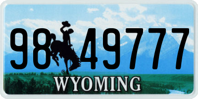 WY license plate 9849777