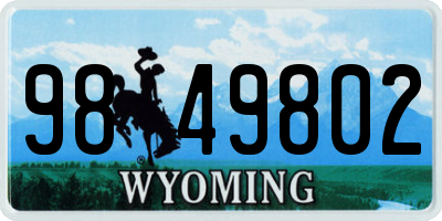 WY license plate 9849802