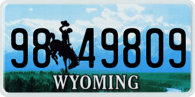 WY license plate 9849809