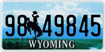 WY license plate 9849845