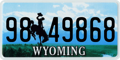 WY license plate 9849868