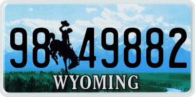 WY license plate 9849882