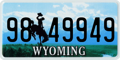 WY license plate 9849949