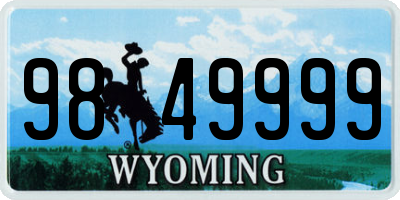 WY license plate 9849999