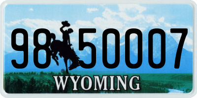 WY license plate 9850007