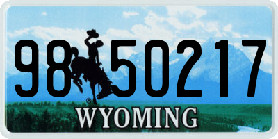 WY license plate 9850217