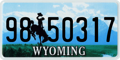 WY license plate 9850317