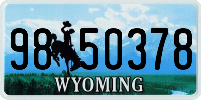 WY license plate 9850378