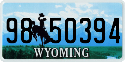 WY license plate 9850394