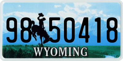 WY license plate 9850418
