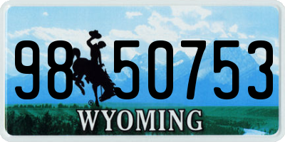 WY license plate 9850753
