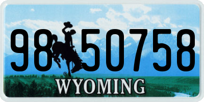 WY license plate 9850758