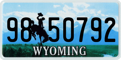WY license plate 9850792