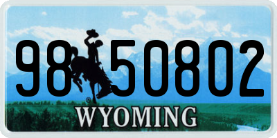 WY license plate 9850802