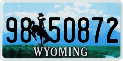 WY license plate 9850872