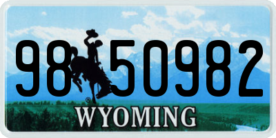 WY license plate 9850982