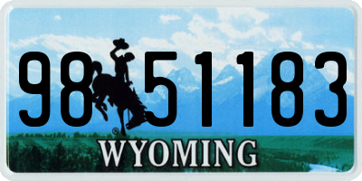 WY license plate 9851183