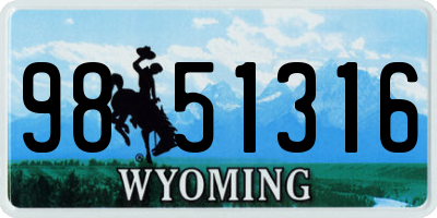 WY license plate 9851316