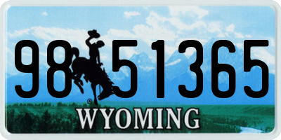 WY license plate 9851365