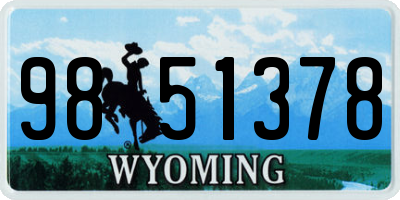 WY license plate 9851378