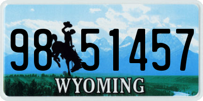 WY license plate 9851457