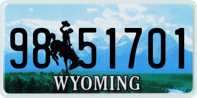 WY license plate 9851701