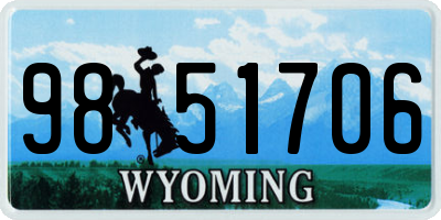 WY license plate 9851706