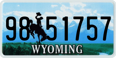 WY license plate 9851757