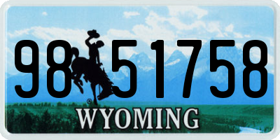 WY license plate 9851758