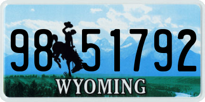 WY license plate 9851792