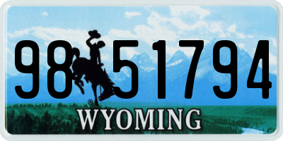 WY license plate 9851794