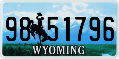 WY license plate 9851796
