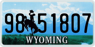 WY license plate 9851807