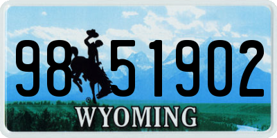 WY license plate 9851902