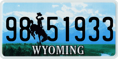 WY license plate 9851933