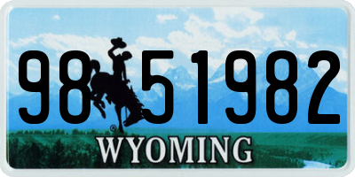 WY license plate 9851982