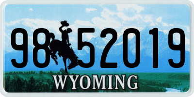 WY license plate 9852019