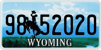 WY license plate 9852020