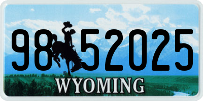 WY license plate 9852025