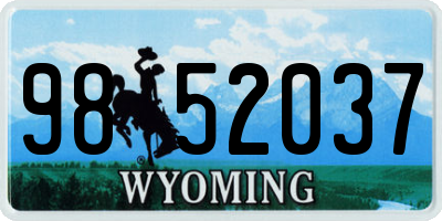WY license plate 9852037