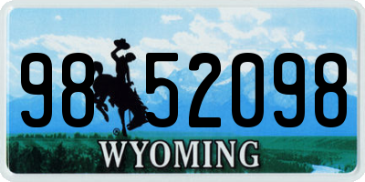 WY license plate 9852098