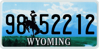 WY license plate 9852212