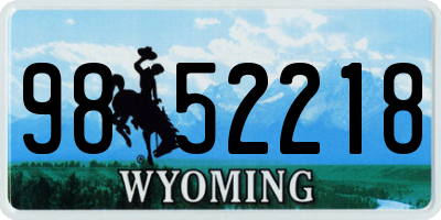 WY license plate 9852218