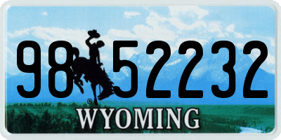 WY license plate 9852232