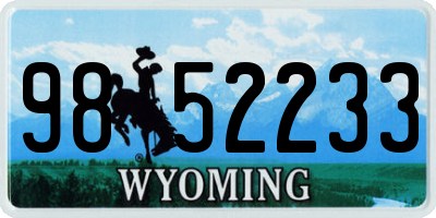 WY license plate 9852233