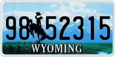 WY license plate 9852315