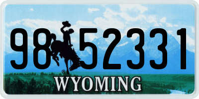 WY license plate 9852331