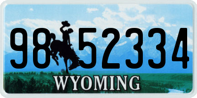 WY license plate 9852334
