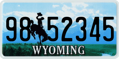 WY license plate 9852345